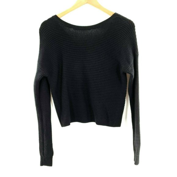 Hollister Women's Black Knit Long Sleeve Cropped Top Size XS‎ - Picture 1 of 4